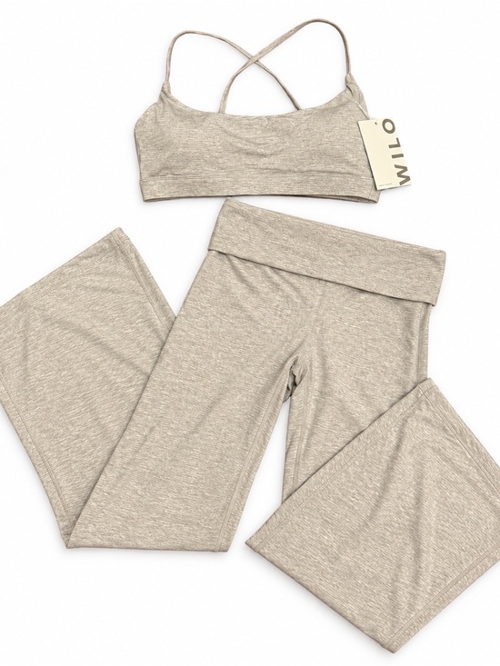 Wilo The Label Other - Wilo The Label Heather Gray Crossback Bra & Flare Legging Lounge Set NWT